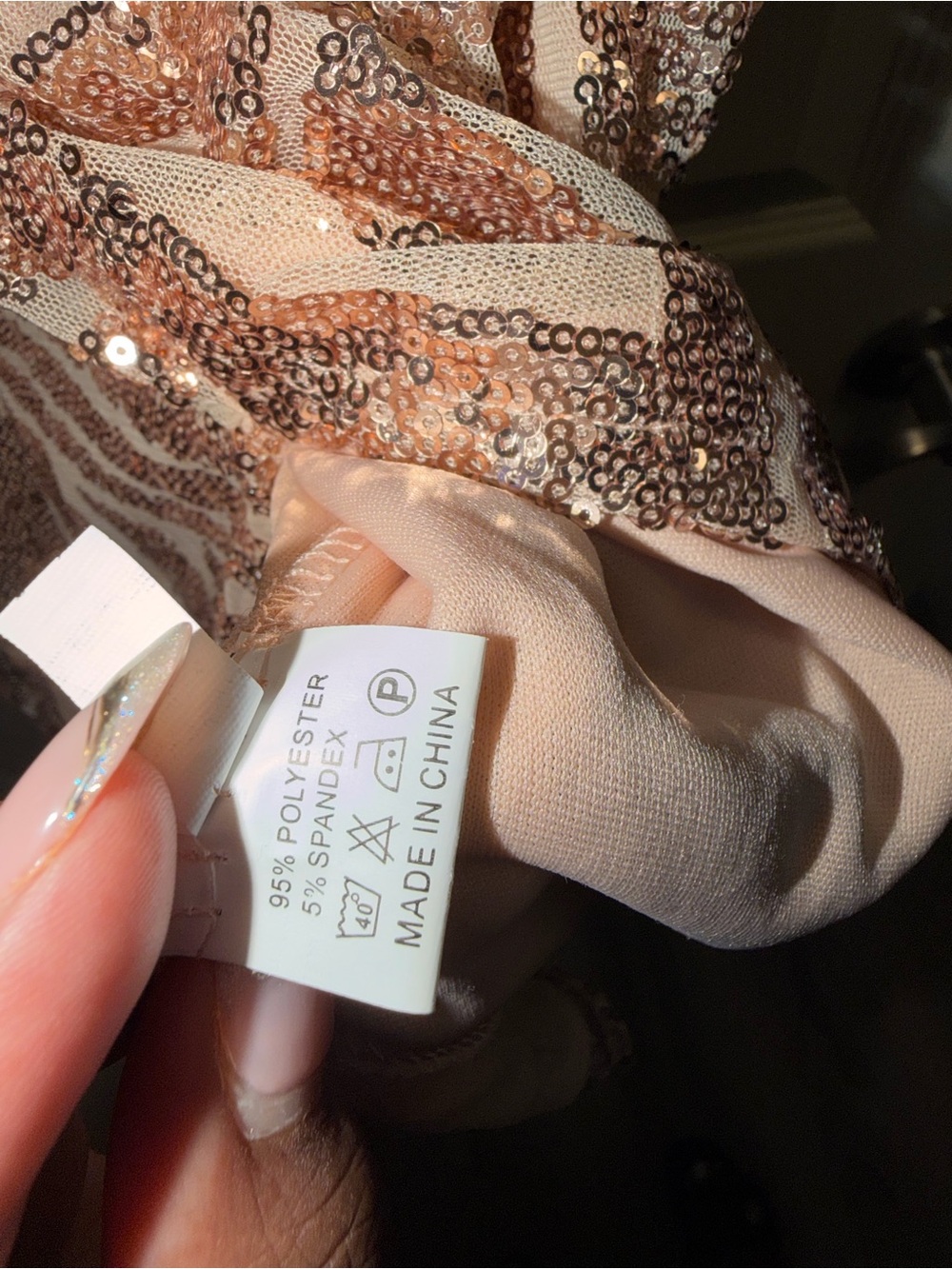 Elegant Rose Gold Sequin Wrap Dress- SIZE LARGE - Picture 4 of 7